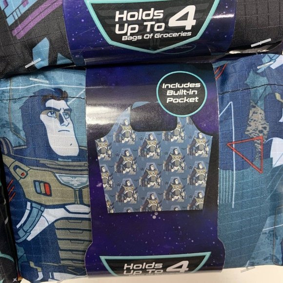 Disney Pixar BUZZ LIGHTYEAR Reusable Grocery Bags LOT of 4 Easy Fold Up - Picture 8 of 10